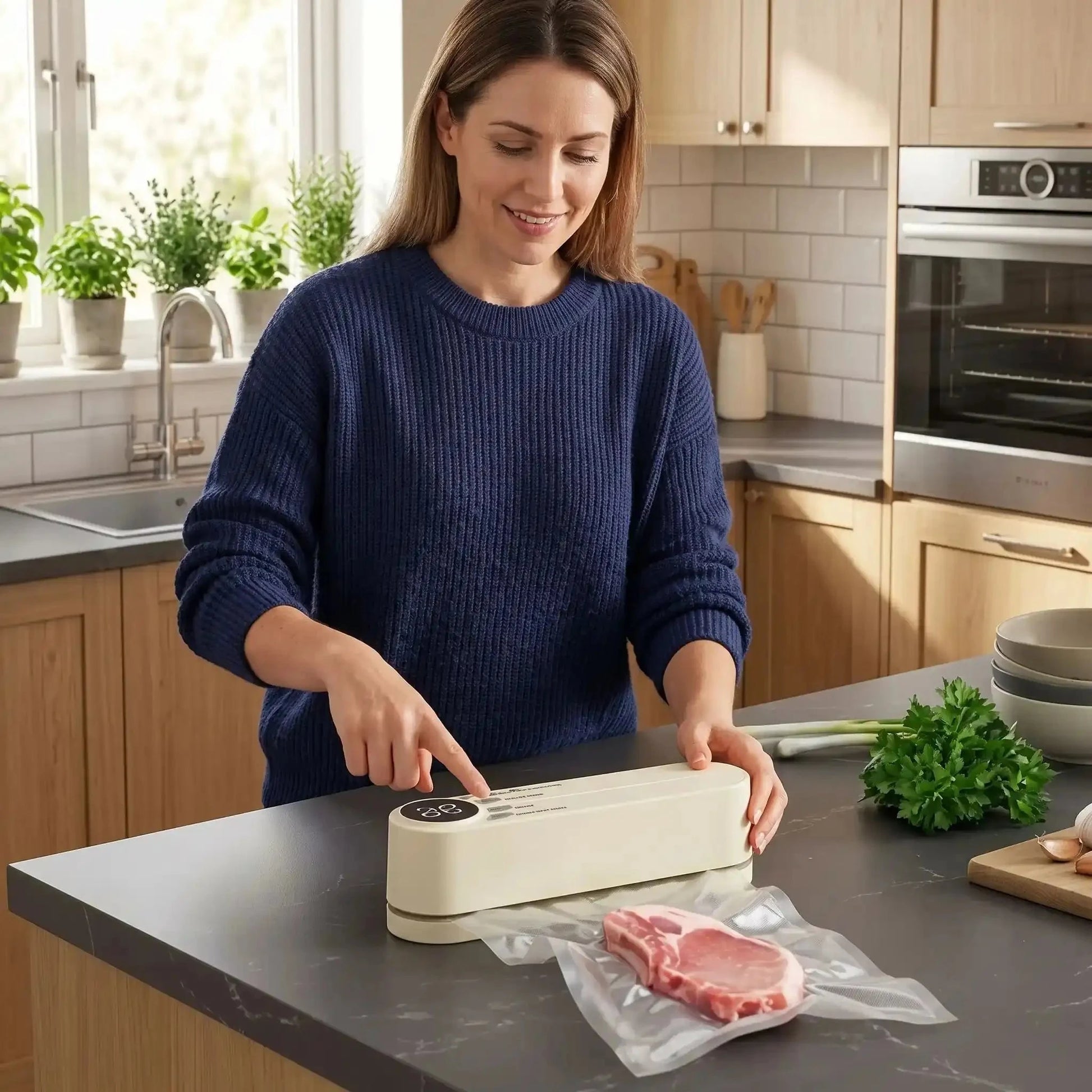 dame utilise machine sous vide airzero