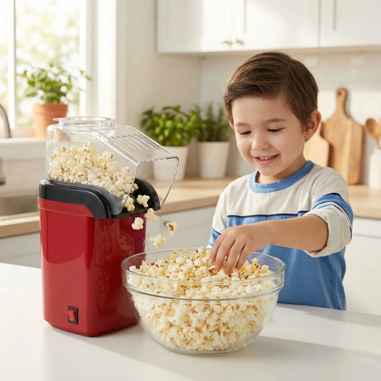 enfant mange popcorn de machine a popcorn CineHome