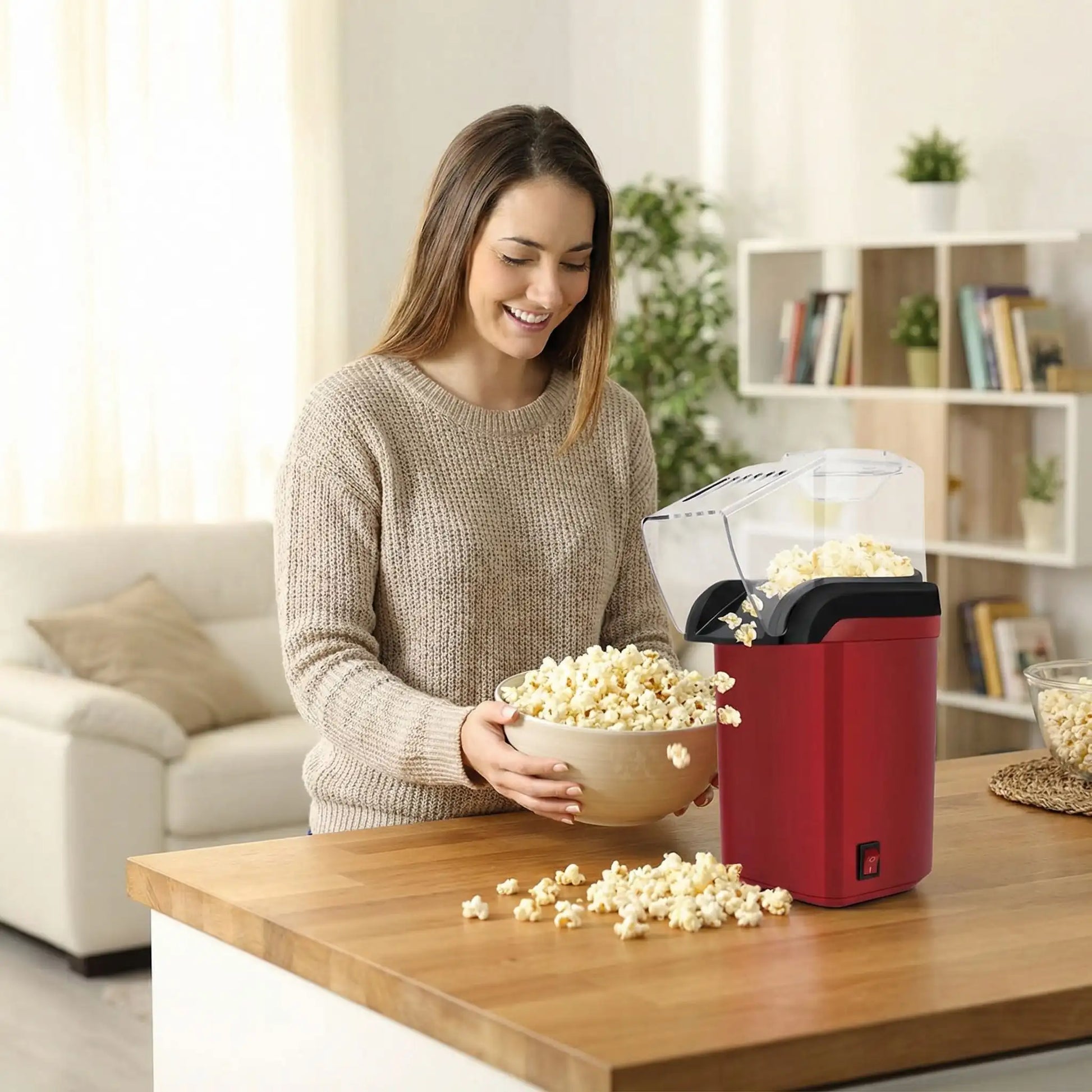femme utilise machine a popcorn CineHome