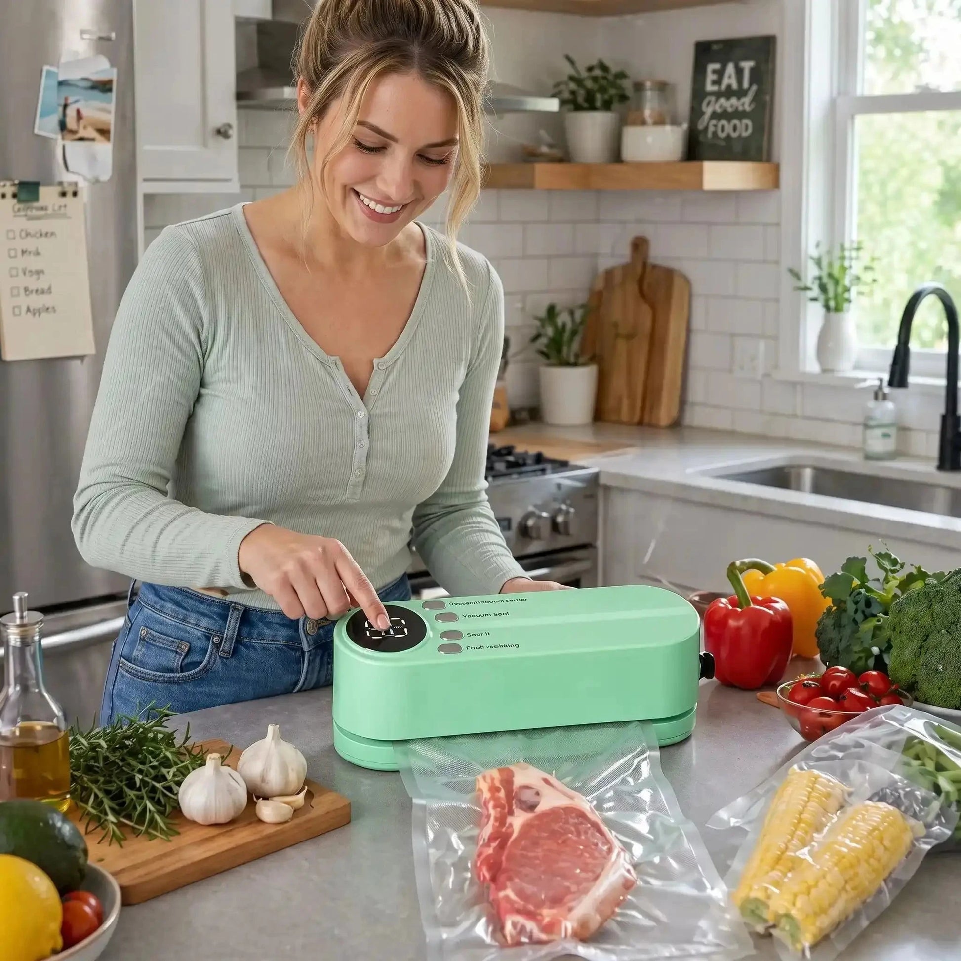 femme utilise machine sous vide airzero