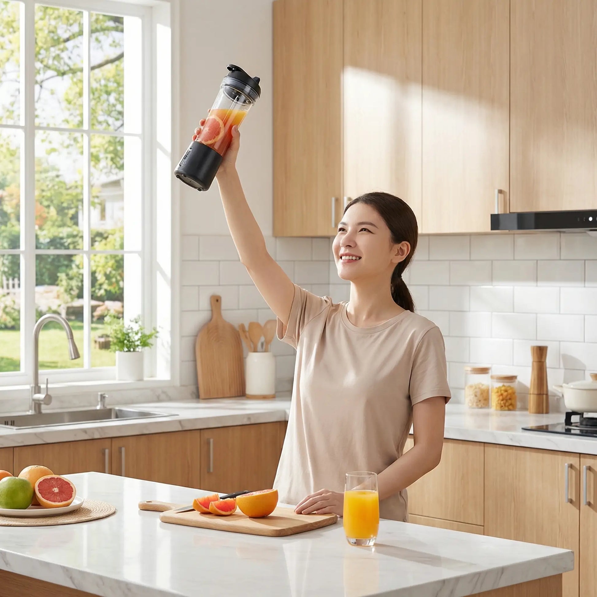 femme utilise mixeur portable blendexpress