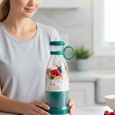 femme utilise mixeur portable blendix