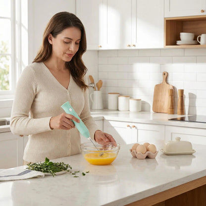 femme utilise mousseur de lait mousseo