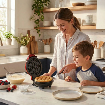 femme utilise petit gaufrier gourmeo