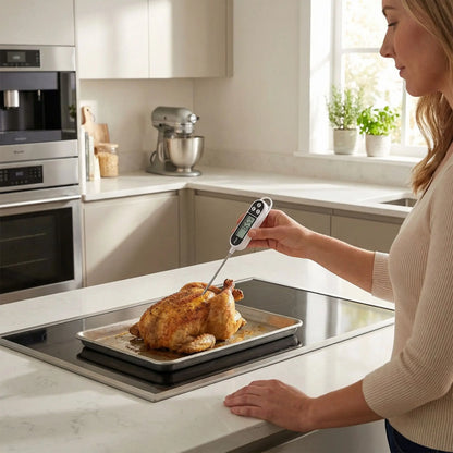 femme utilise thermometre de cuisson precischef