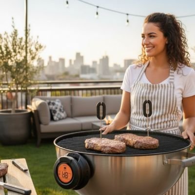 femme utilise thermometre de cuisson tempx