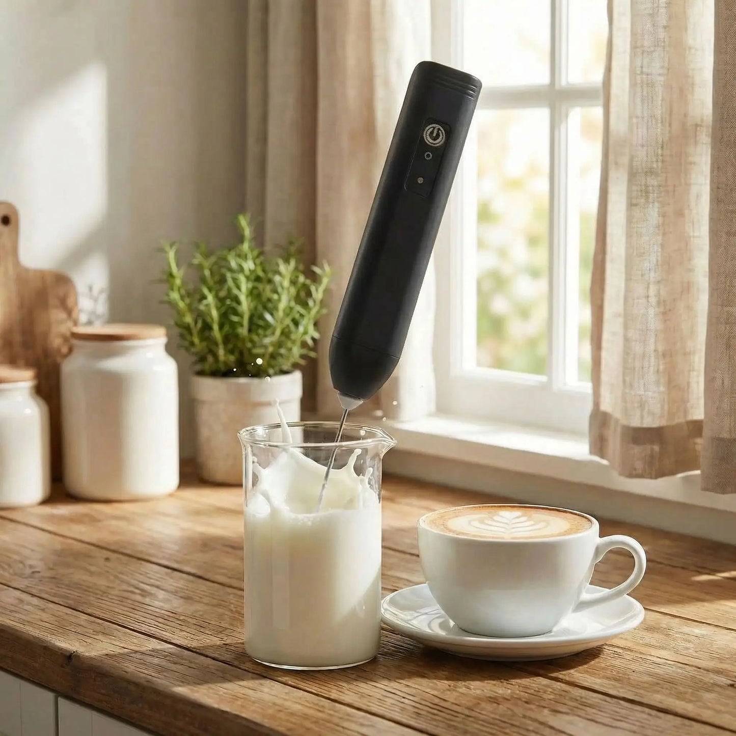 image variante mousseur a lait electrofoam noir