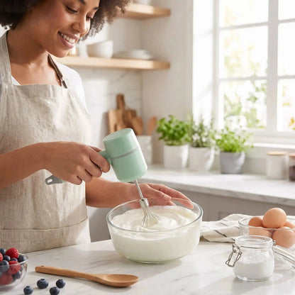 jeune femme utilise batteur electrique neomixer