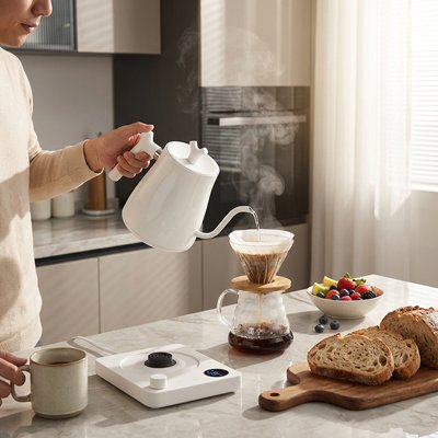 jeune femme utilise bouilloire electrique heatflow