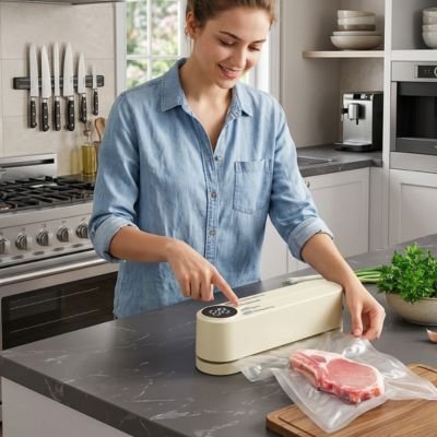 jeune femme utilise machine sous vide airzero