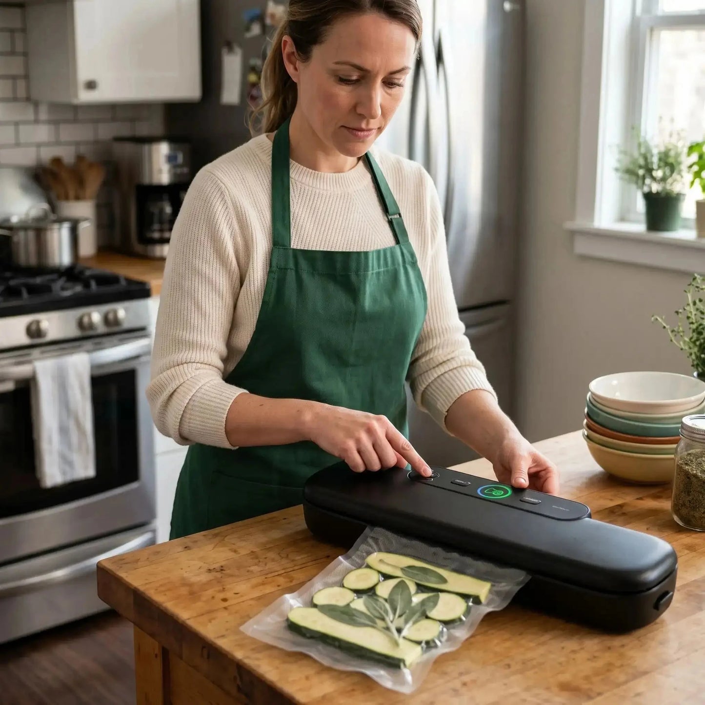 jeune femme utilise machine sous vide sealforce