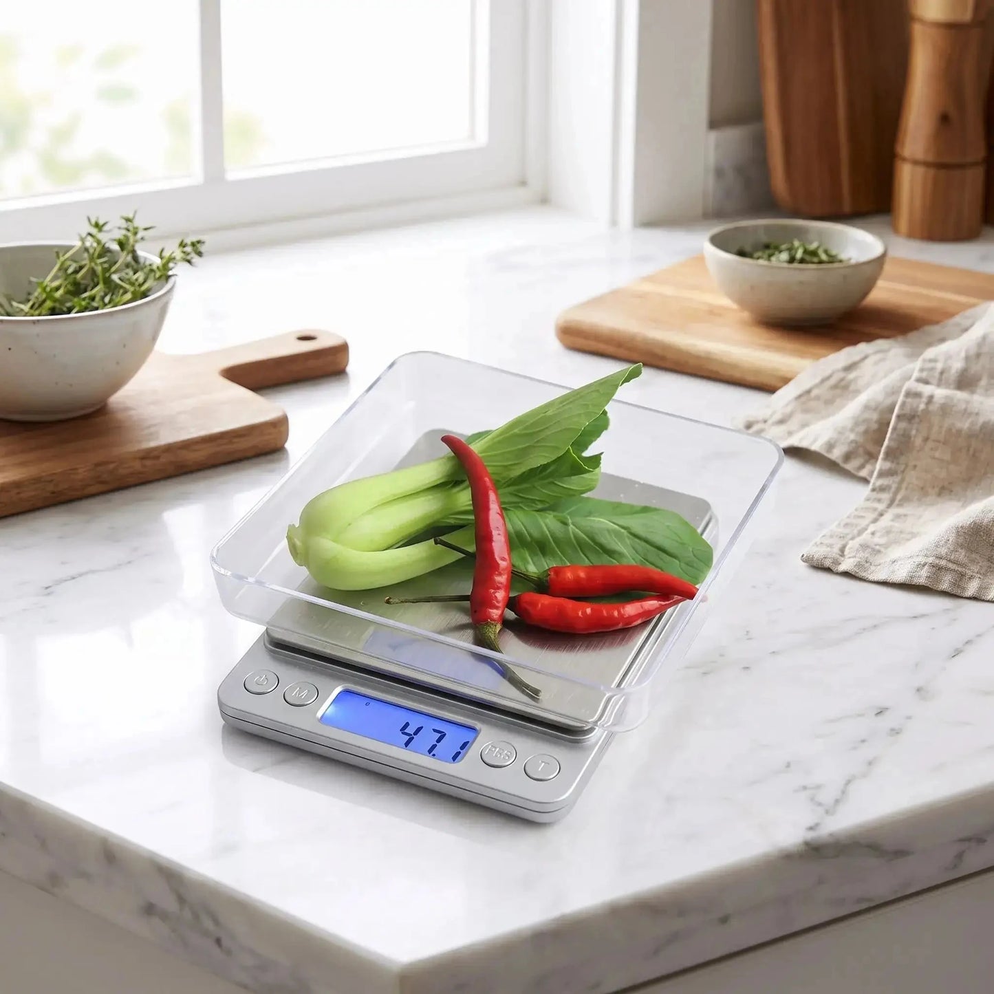 legume sur balance de cuisine ionscale