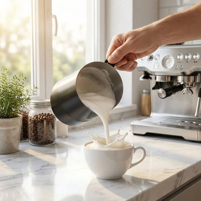mousseur à lait électrique foamix verser dans tasse