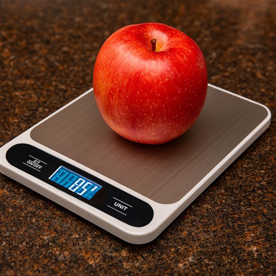 pomme sur balances de cuisine exacta