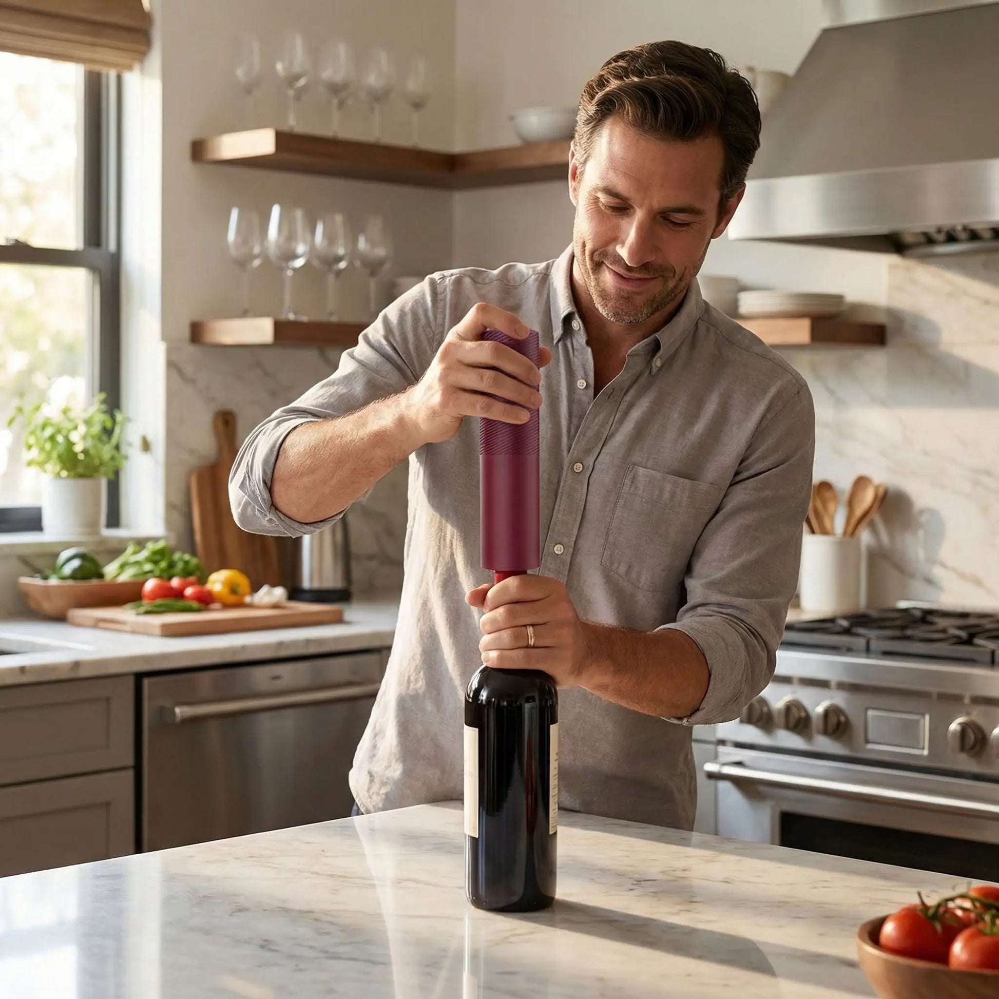 tire bouchon électrique UltraRapide homme ouvre vin