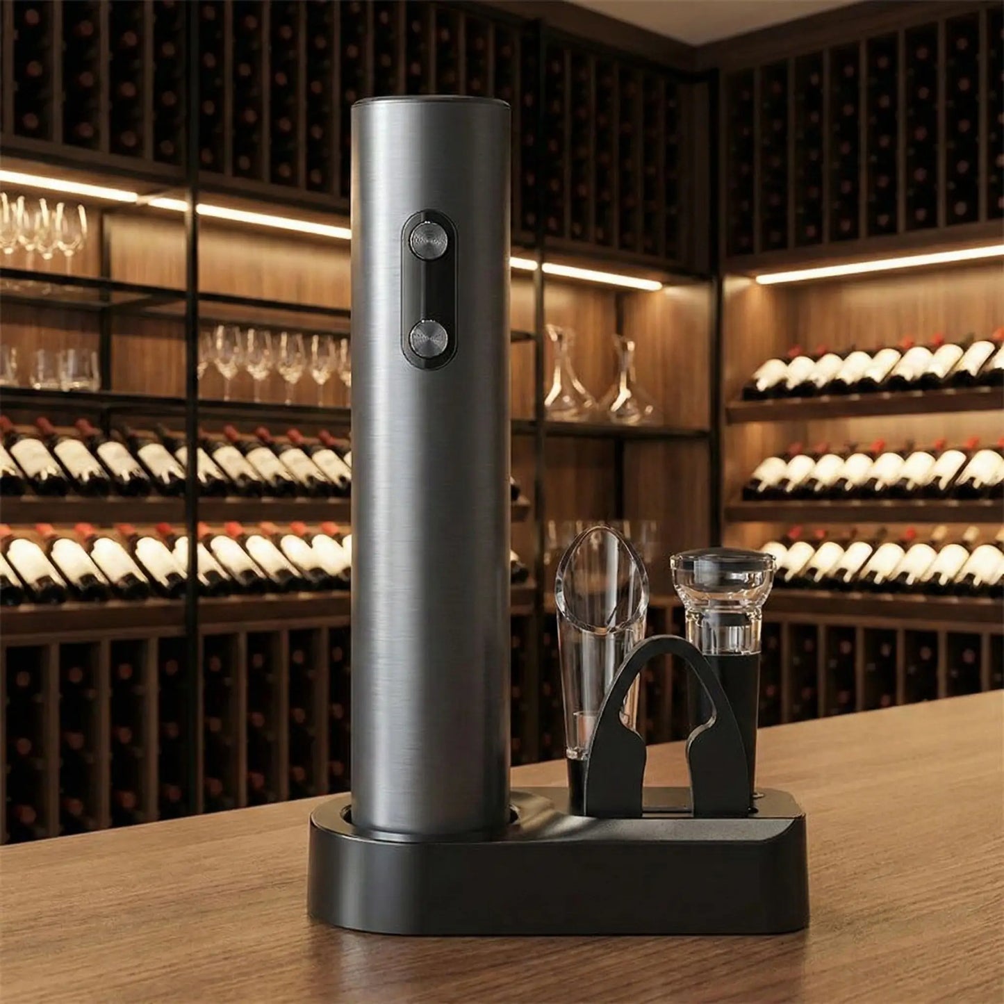 tire bouchons electrique dans cave vin